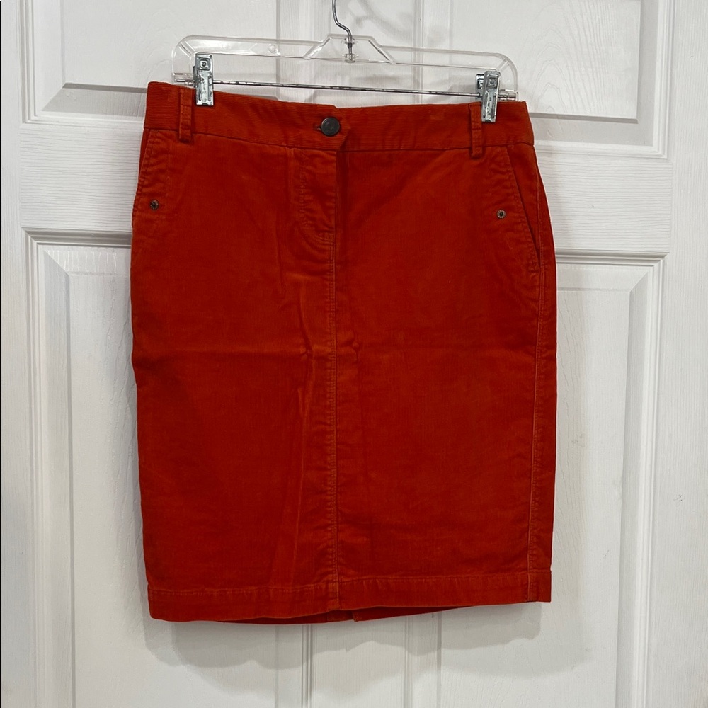 J. Crew Vibrant Orange corduroy Pencil Skirt